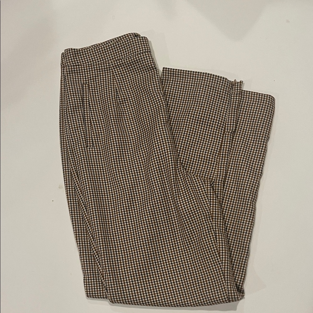 NWT Lulu's Brown and Cream Micro-Check Dress Pants woman’s medium